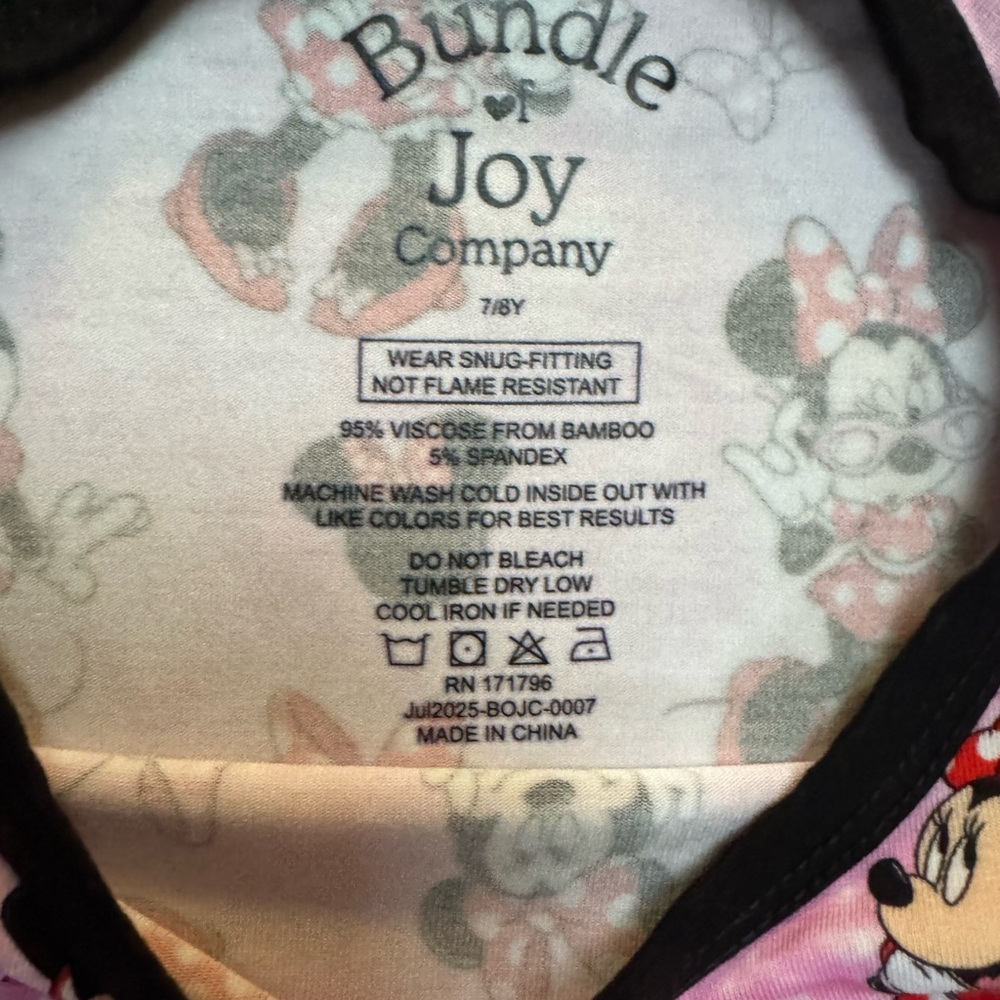 Charming BOJC Pink Minnie Mouse 2 Piece Bamboo Long Sleeve Pajama Set - Picture 4 of 4